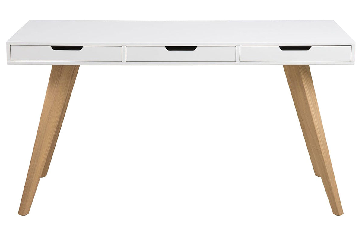 Estelle Office Desk | 3 Drawers | Brown Legs
